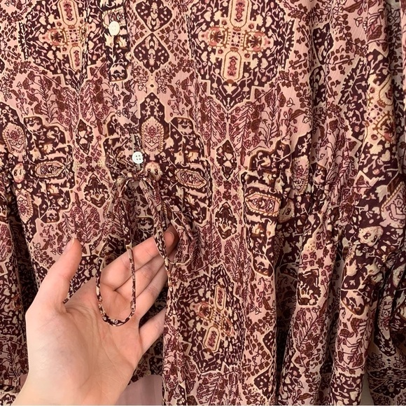 Madewell kaleidoscope drawstring waist button front top - Picture 6 of 12